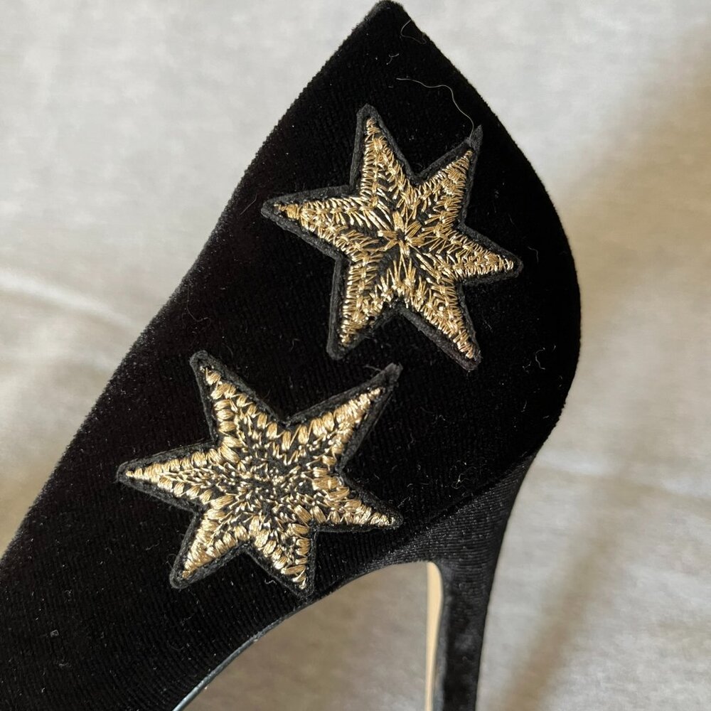 Mix No. 6 Black Velvet Heels w/ Gold Stars. Never Worn. Size 7.5 US | 38 EU - Picture 9 of 12